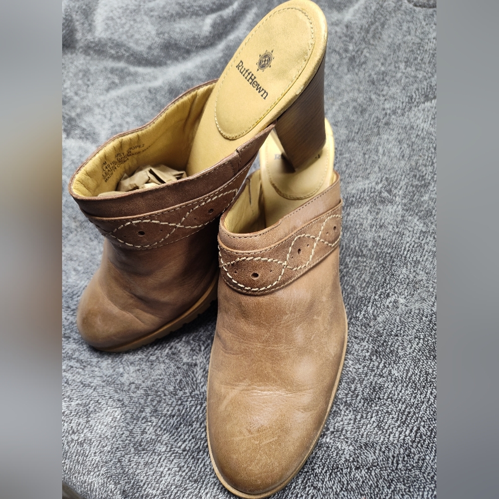 Ruff Hewn Tan Leather Mules